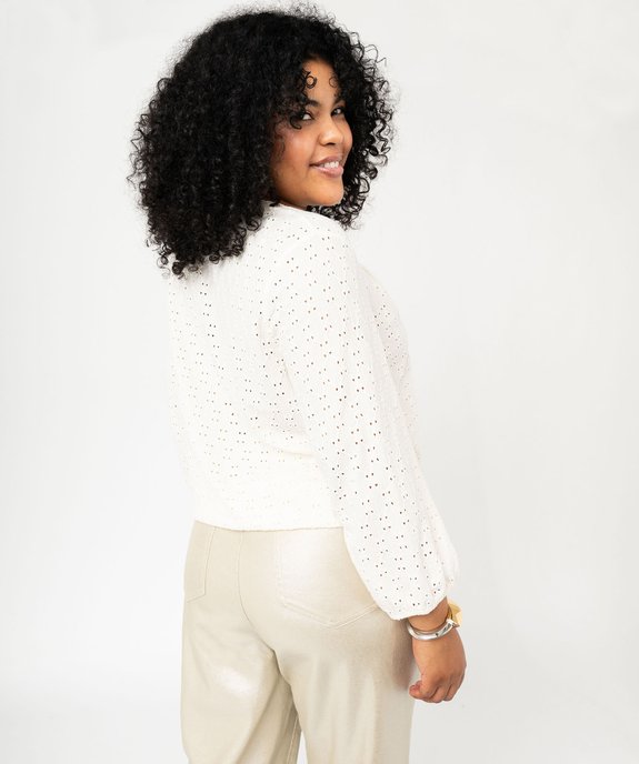 Blouse manches 3/4 en maille ajourée femme grande taille vue4 - GEMO 4G GT - GEMO