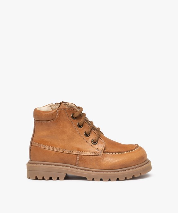 Boots garçon à lacets et zip dessus cuir uni – NA! vue1 - NA! - GEMO