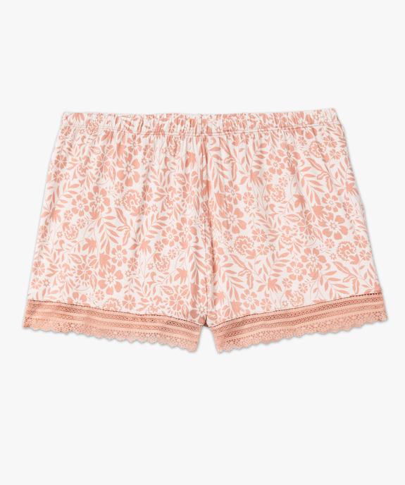 Short de pyjama en maille fluide avec bas en dentelle femme vue4 - GEMO 4G FEMME - GEMO
