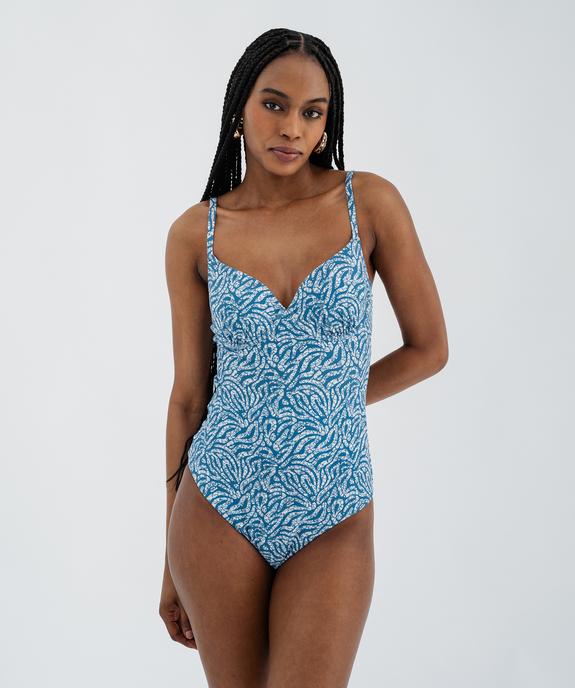 Maillot de bain une pièce imprimé en maille gaufrée vue2 - GEMO (PLAGE) - GEMO
