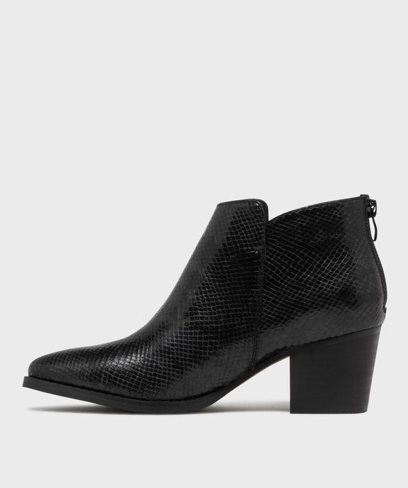 Boots santiags à talon cubain, bout pointu et tige texturée femme vue4 - FOLLOW ME - GEMO
