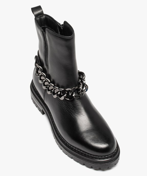 Boots femme crantées à chaîne dessus cuir uni - Tanéo vue6 - TANEO - GEMO