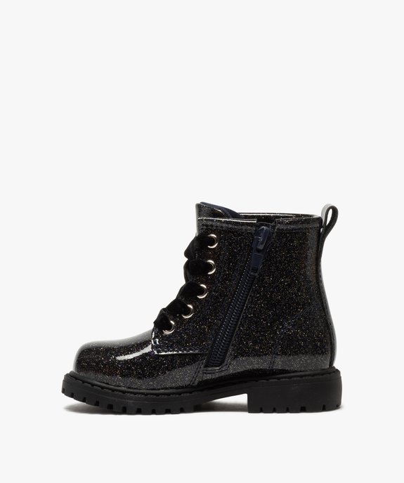 Boots bébé fille vernies et pailletées fermeture zip vue3 - GEMO(BEBE DEBT) - GEMO
