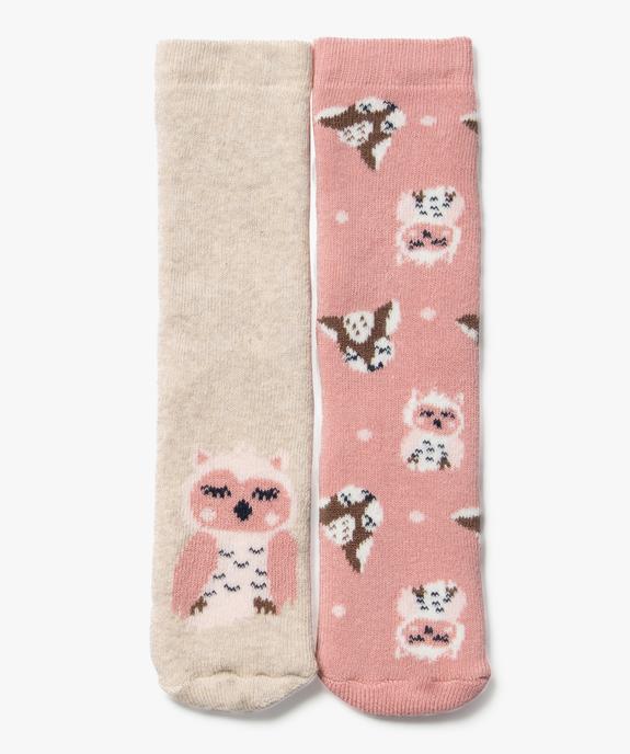Chaussettes d’intérieur antidérapantes à motifs chouettes fille (lot de 2) vue1 - GEMO 4G BEBE - GEMO