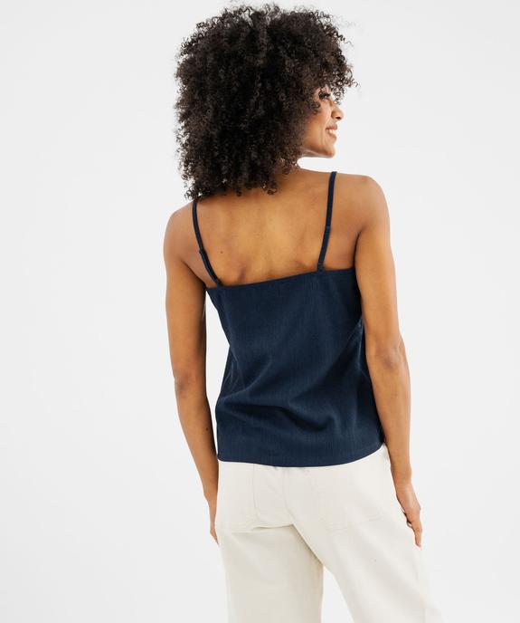 Débardeur à fines bretelles en maille texturée et dentelle femme vue3 - GEMO 4G FEMME - GEMO