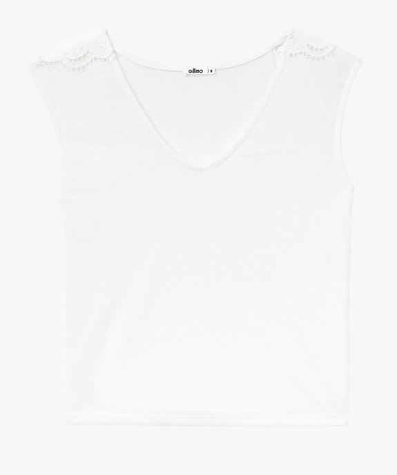 Tee-shirt sans manches col V en maille avec dentelle aux épaules femme vue4 - GEMO(FEMME PAP) - GEMO