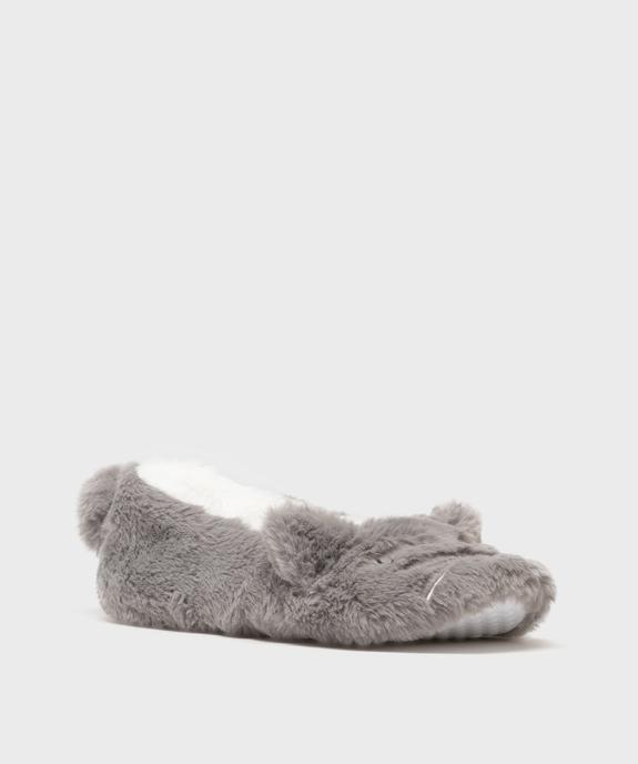 Chaussons ballerines en fourrure imitation motif animal femme vue3 - GEMO 4G FEMME - GEMO