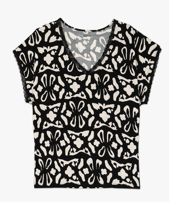 Tee-shirt imprimé à manches courtes à col V femme grande taille vue4 - GEMO 4G GT - GEMO