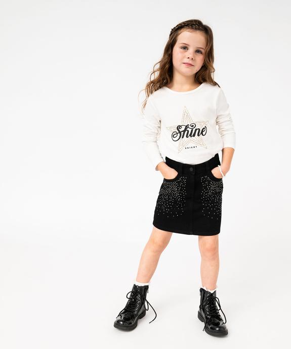 Tee-shirt à manches longues avec dos fantaisie et strass fille vue5 - GEMO 4G FILLE - GEMO