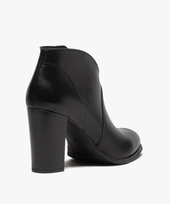 Low-boots femme à talon droit dessus cuir uni vue5 - GEMO(URBAIN) - GEMO