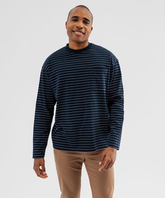 Tee-shirt manches longues à rayures homme vue1 - GEMO (HOMME) - GEMO