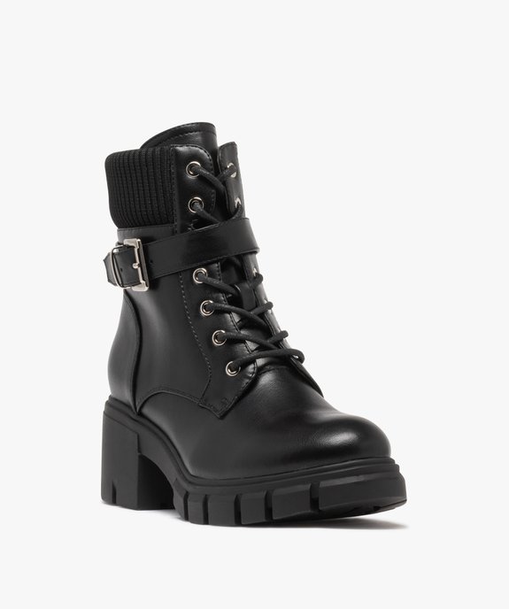 Boots femme à talon cranté et col chaussette effet métallisé scintillant vue3 - 5 MILES - GEMO