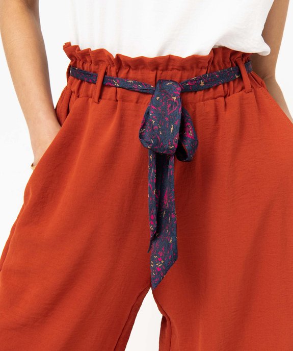 Pantalon en maille fluide avec ceinture imprimée femme vue2 - GEMO(FEMME PAP) - GEMO
