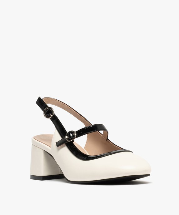 Ballerine sling-back bicolore à large talon femme vue3 - FOLLOW ME - GEMO
