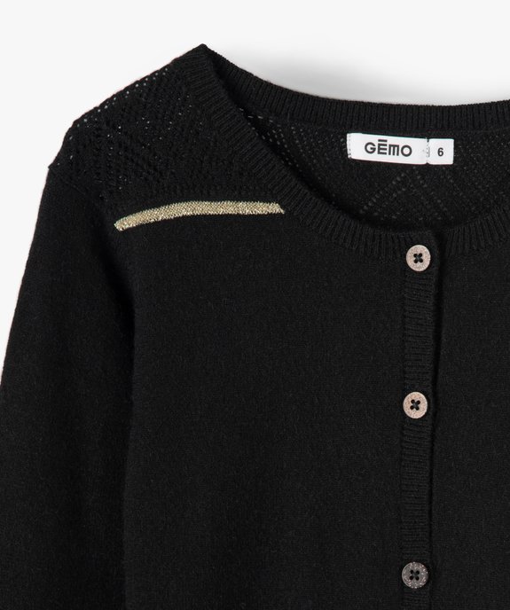 Gilet fille à détails pailletés et épaules ajourées vue2 - GEMO (ENFANT) - GEMO