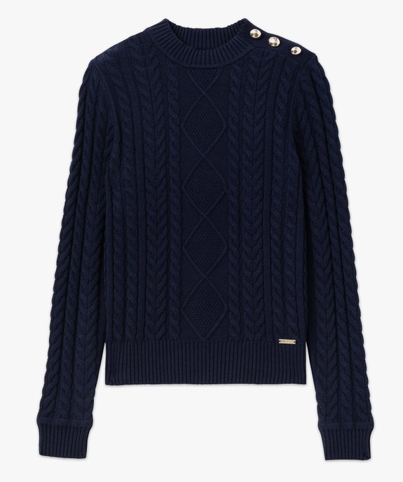 Pull en maille torsadée avec boutons fantaisie femme - LuluCastagnette vue4 - LULUCASTAGNETTE - GEMO