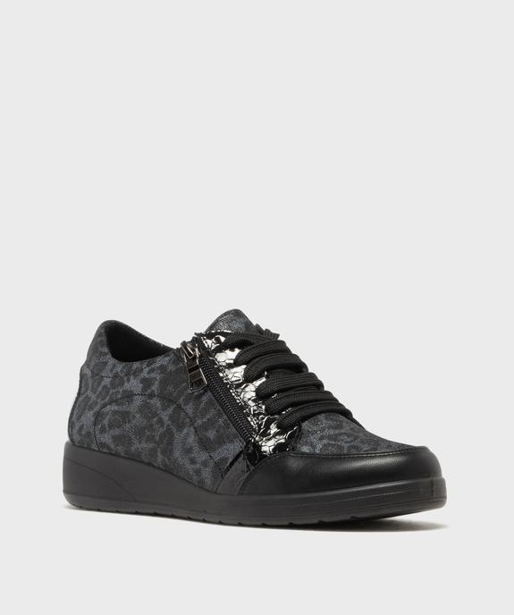 Chaussures confort dessus cuir à motif léopard femme vue2 - G'FLEX - GEMO