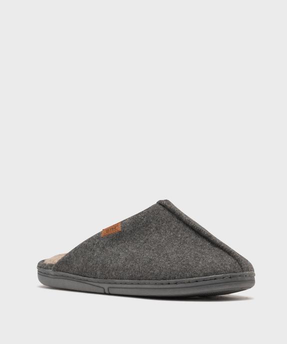 Chaussons mules en feutrine et fourrure imitation homme - Dim vue2 - DIM - GEMO