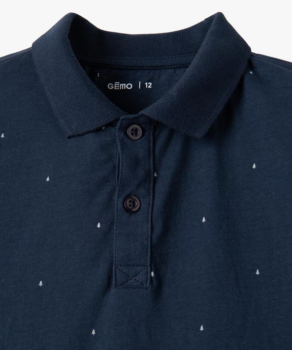 Polo garçon à manches courtes à micro-motifs vue2 - GEMO (JUNIOR) - GEMO