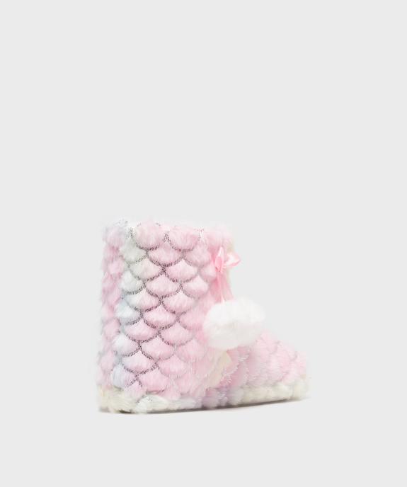 Chaussons boots avec motifs pailletés et pompons fille vue4 - GEMO 4G FILLE - GEMO