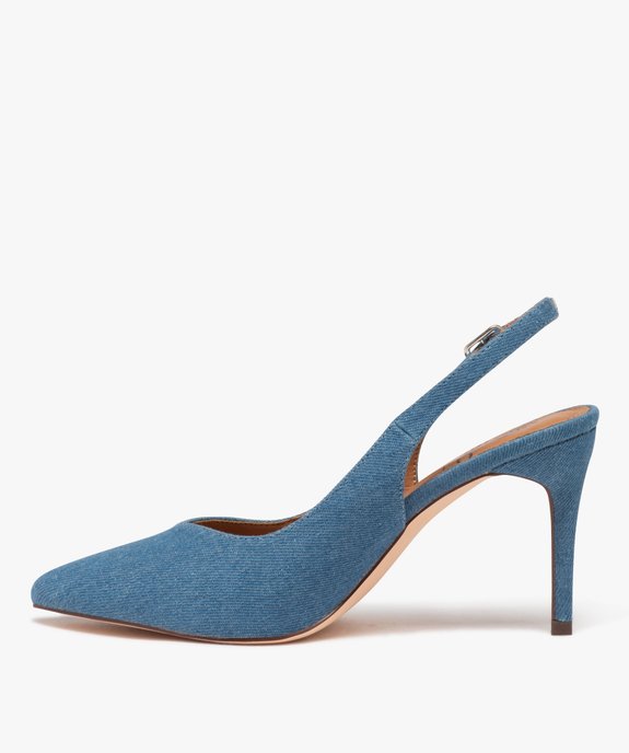 Escarpins à talon aiguille et bout pointu en toile denim femme - Valentina Baldano vue4 - VALENTINA BALDA - GEMO