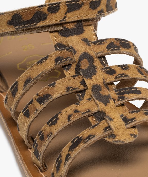Sandales en cuir imprimé léopard avec bride scratch fille  vue6 - LOVELY WINGS GEMO FOR GOOD - GEMO