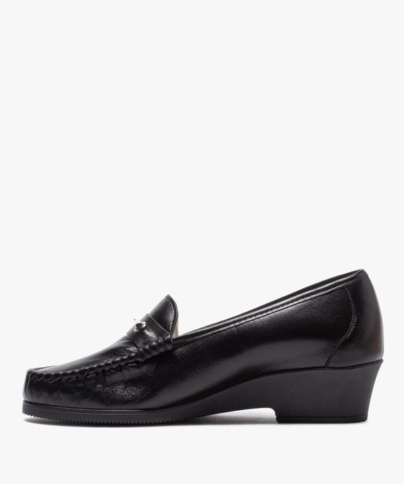 Mocassins femme confort dessus en cuir uni et à talon épais vue3 - G'FLEX - GEMO