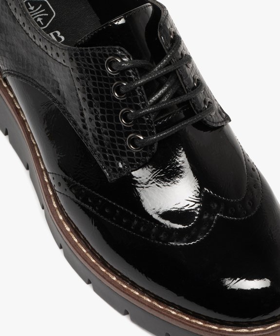 Derbies femme dessus vernis à bout fleuri à semelle plateforme crantée vue7 - GEMO (CASUAL) - GEMO