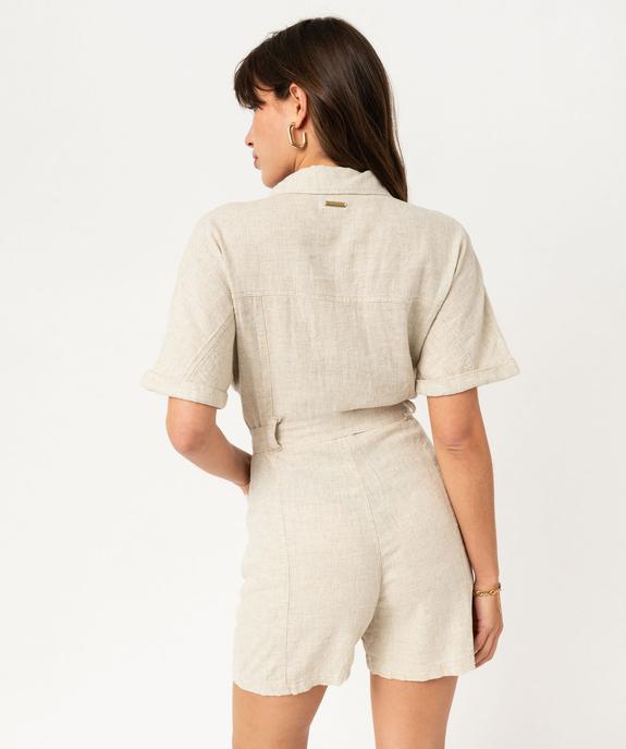 Combishort en lin look saharienne femme - LuluCastagnette - LULUCASTAGNETTE Combishort en lin look saharienne femme - LuluCastagnette vue4 - LULUCASTAGNETTE - GEMO