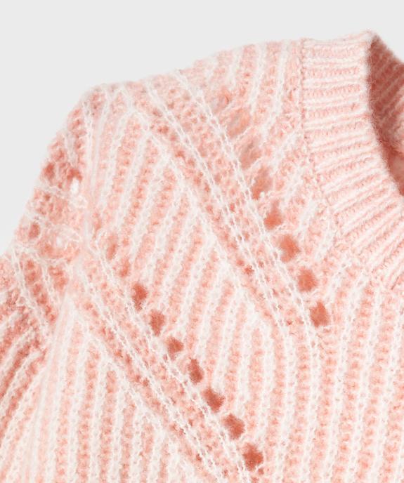 Pull en maille côtelée et ajourée extensible fille vue2 - GEMO 4G FILLE - GEMO