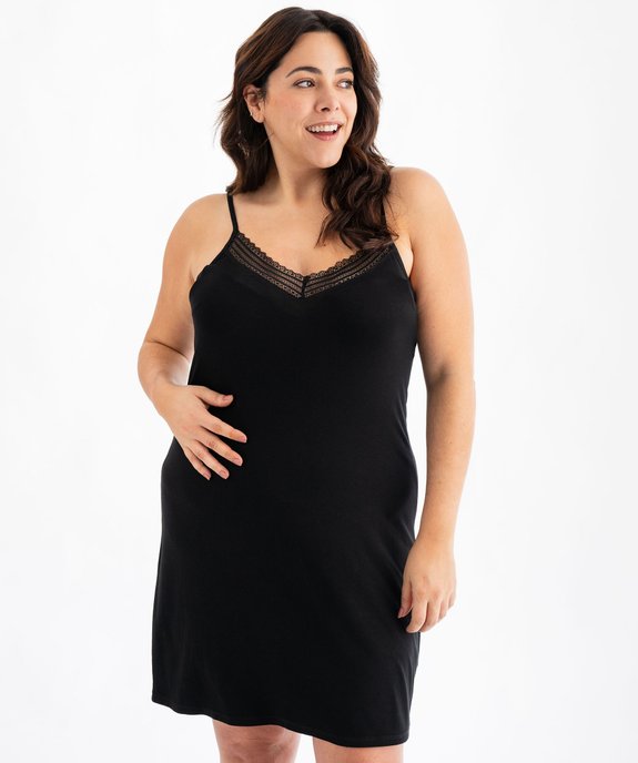 Nuisette à bretelles et col V en dentelle femme grande taille vue8 - GEMO 4G FEMME - GEMO
