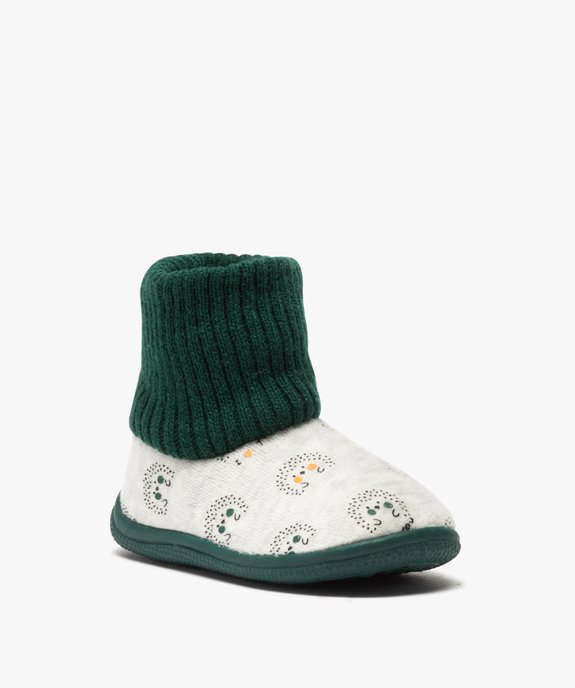 Chaussons Bebe Garcon Boots En Maille Et Velours Gemo