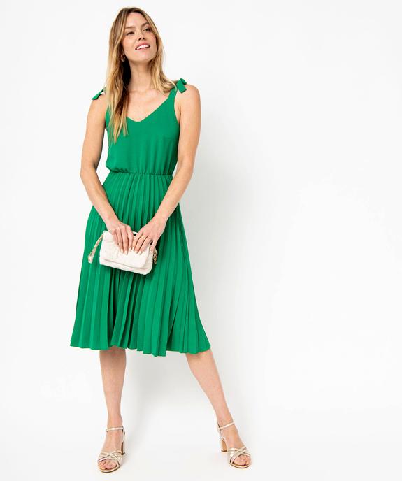 Robe trapèze courte à bretelles et plissée femme vue1 - GEMO(FEMME PAP) - GEMO