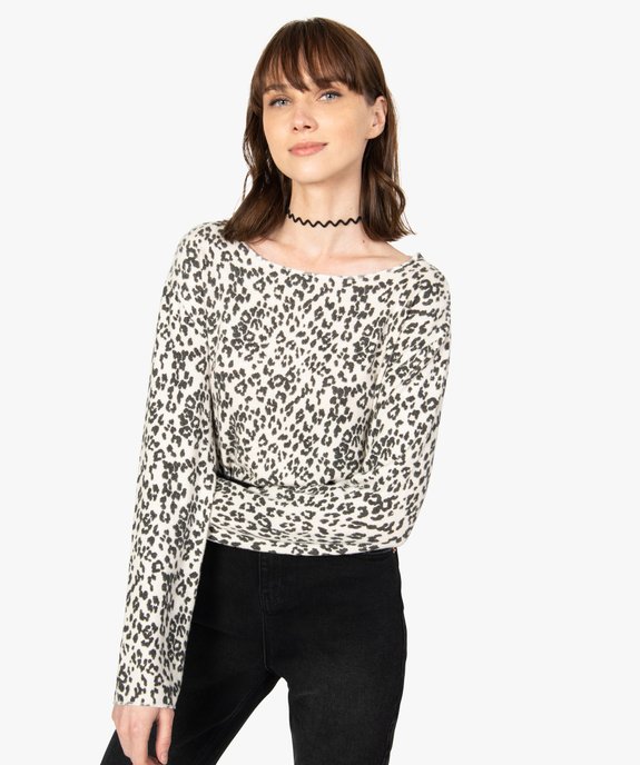 Tee-shirt femme en maille avec motifs animaliers vue1 - GEMO(FEMME PAP) - GEMO