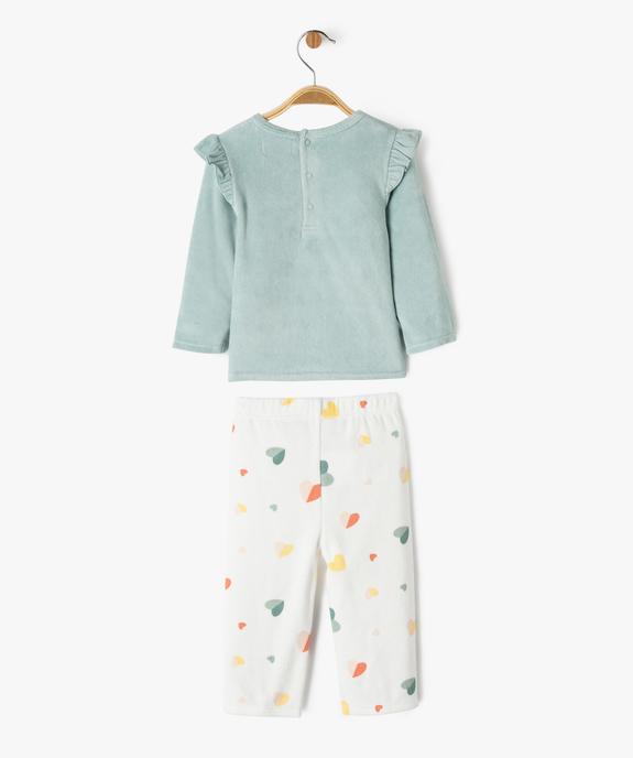 Pyjama en velours 2 pièces avec message brodé bébé fille vue4 - GEMO 4G BEBE - GEMO