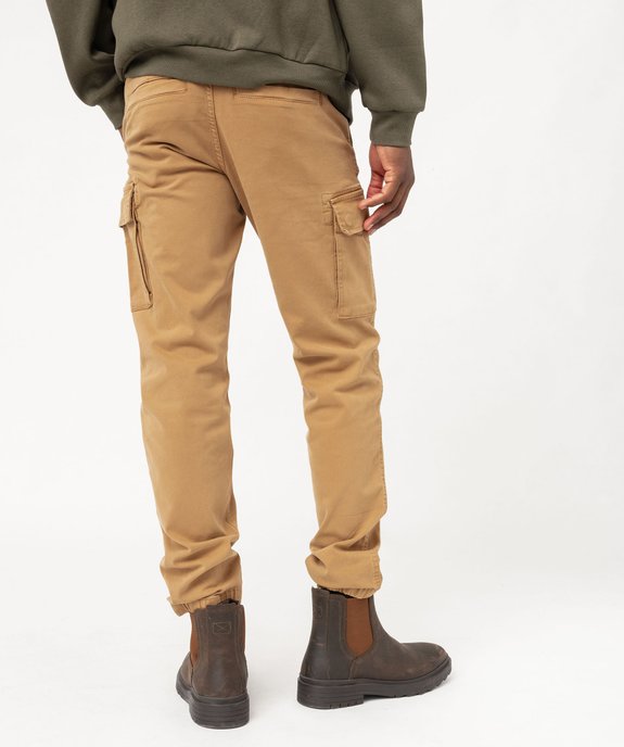 Pantalon cargo coupe straight en coton stretch homme vue3 - GEMO (HOMME) - GEMO