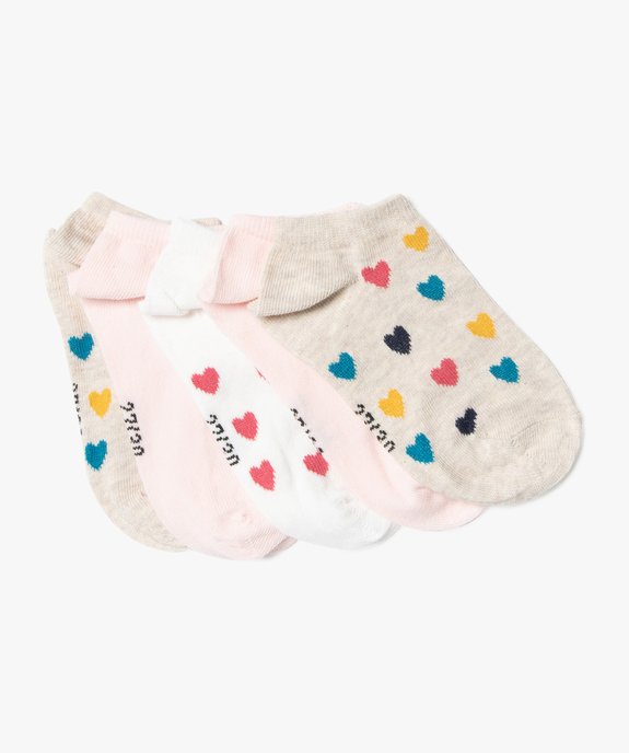 Chaussettes ultra-courtes motifs cœurs fille (lot de 5) vue1 - GEMO 4G FILLE - GEMO
