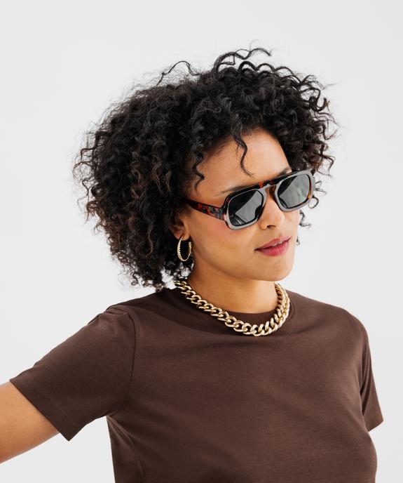 Tee-shirt manches courtes et col rond en coton résistant femme vue2 - GEMO(FEMME PAP) - GEMO