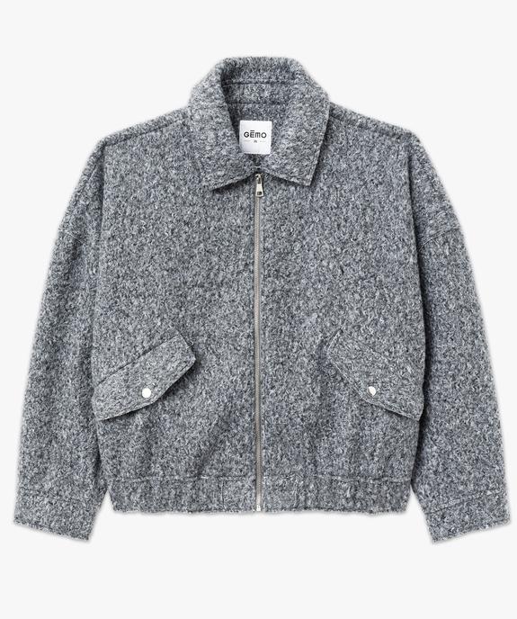 Blouson en maille bouclette chinée femme vue4 - GEMO 4G FEMME - GEMO
