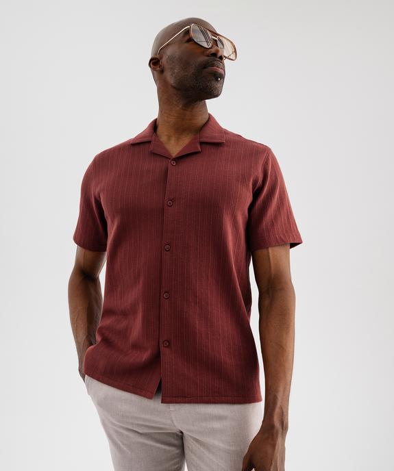 Chemise manches courtes en maille fantaisie avec col cubain homme vue2 - GEMO 4G HOMME - GEMO