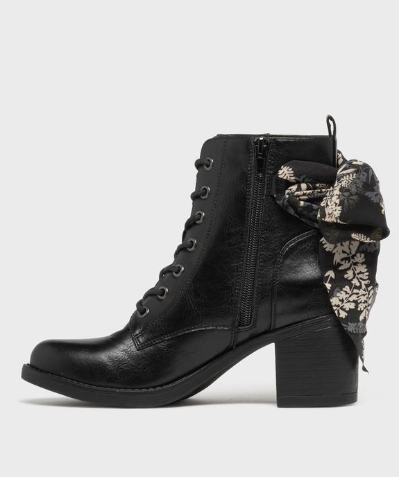 Bottines à talon avec foulard en voile fleuri femme vue3 - EMILIA ROSA G4G - GEMO