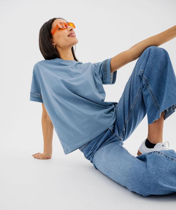 Tee-shirt manches courtes avec détails brodés femme vue1 - GEMO 4G FEMME - GEMO