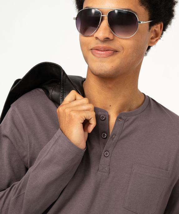 Tee-shirt à manches longues et col tunisien avec poche poitrine homme vue2 - GEMO 4G HOMME - GEMO