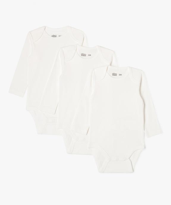 Body manches longues en coton uni bébé (lot de 3) vue1 - GEMO 4G BEBE - GEMO