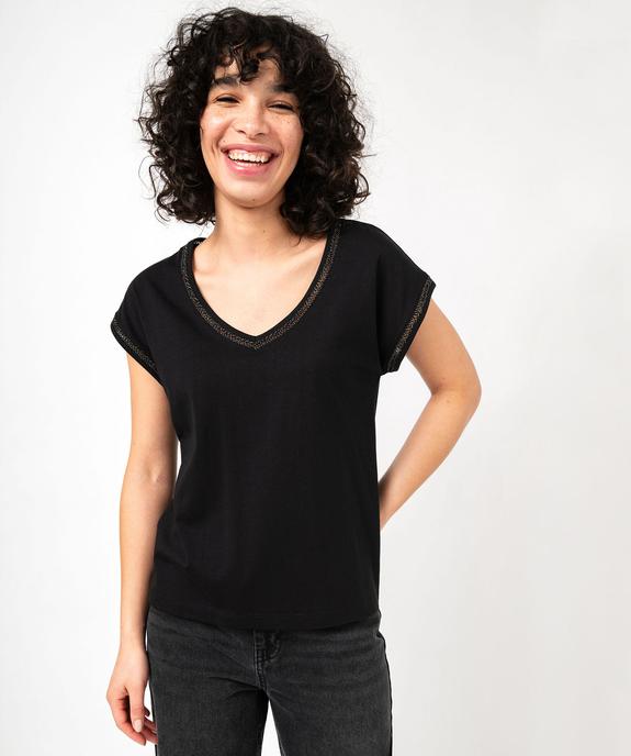 Tee-shirt à manches courtes avec finitions scintillantes femme vue2 - GEMO 4G FEMME - GEMO