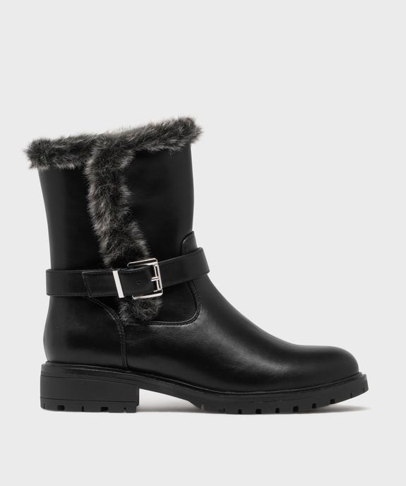 Boots motardes à ourlet fourrure imitation femme vue1 - VALENTINA BALDA - GEMO