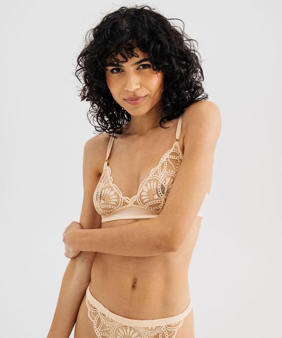 Soutien-gorge triangle sans armatures en dentelle vue1 - GEMO(HOMWR FEM) - GEMO