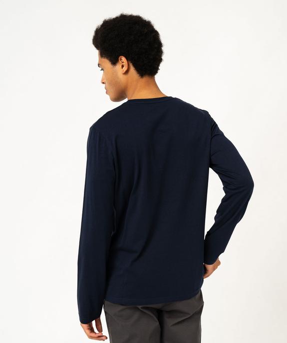 Tee-shirt à manches longues et col tunisien avec poche poitrine homme vue3 - GEMO 4G HOMME - GEMO