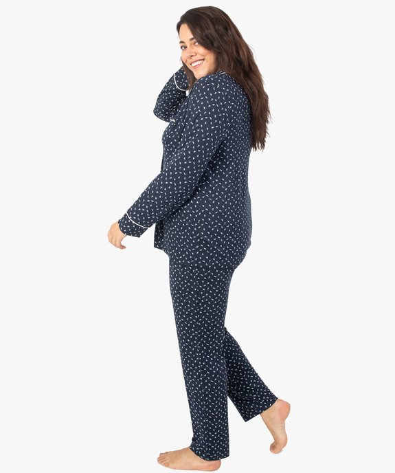 Pyjama femme grande taille deux pièces : chemise et pantalon vue3 - GEMO 4G FEMME - GEMO