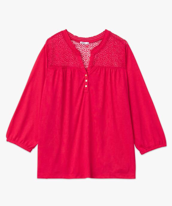 Tee-shirt droit manches 3/4 à col boutonné femme grande taille vue4 - GEMO 4G GT - GEMO